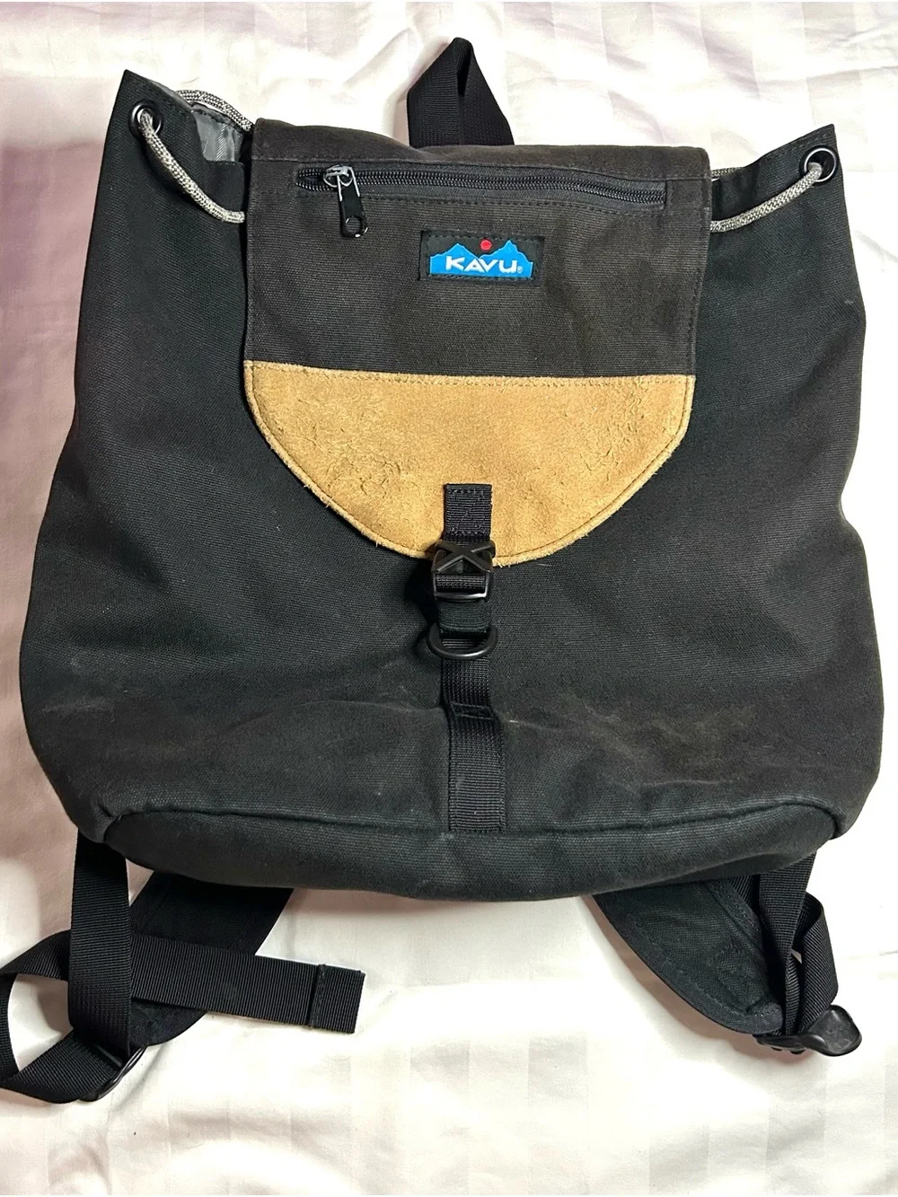 KAVU Black and Tan Canvas Backpack